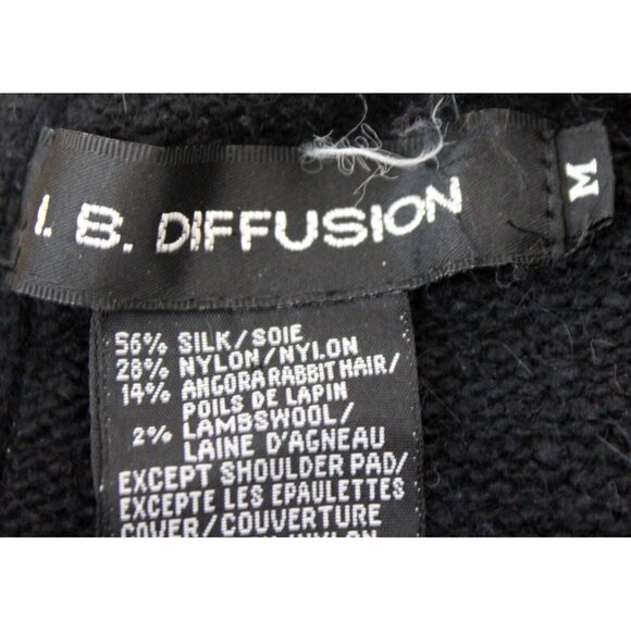 I.B. Diffusion Black Sweater Women Medium Flower Sequin Short Sleeve Silk Angora - Picture 6 of 6
